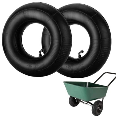 Image of 4.10/3.50 4 Inner Tube with TR 87 Bent Valve Stem Replacement Wheelbarrow Tire for Hand Trucks Lawn Mowers Trailers