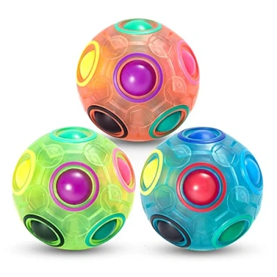 Image of Vdealen Magic Rainbow Puzzle Ball Fidget 3D Stress Reliever Brain Teaser Travel Toy Birthday Party Easter Christmas Stocking Fillers Gift for Kids Teens Adults 3 Pack