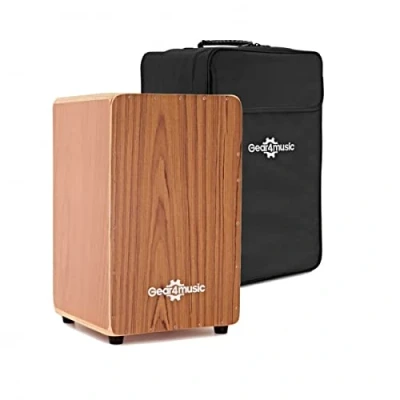 Image of Gear4music Cajon Drum with Seatpad and Gigbag Teak