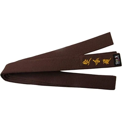 Image of Brown Karate Belt with GOLD Embroidery in Japanese 260cm For Men/Women Karate, Kickboxing, Shotokan, Shito Ryu, Goju All Styles Of Martial Arts Shihan Master Kenpo
