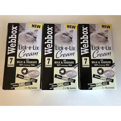 Image of Webbox Lick e Lix Cream with Milk and Yoghurt 7 x 10g Sachets (Pack of 3)