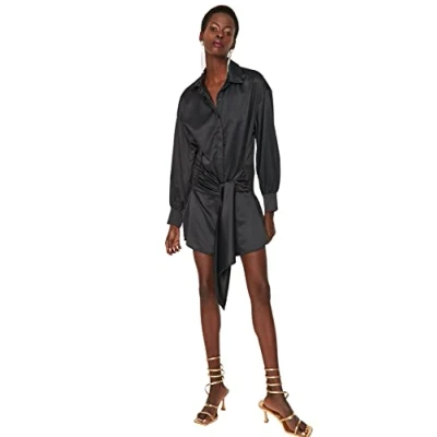 Image of Trendyol Women&#039;s Woman Regular Jersey Crew Neck Knit Dress, Stone, L