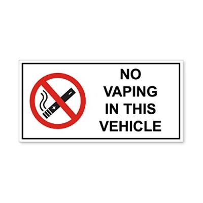Image of Landing Designs 2 X NO VAPING IN THIS VEHICLE STICKERS SIGNS VANS CARS TAXI COACH HGV FLEET