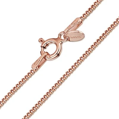 Image of Amberta 14K Rose Gold Plated on 925 Sterling Silver 1.3 mm Heart Chain Necklace Length 14&quot; inch / 36 cm (14)