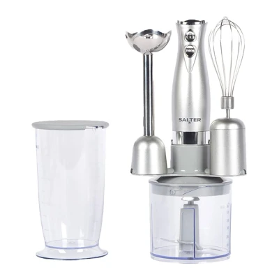 Image of Salter Aspen 3 In 1 Blender Whisk, Blend &amp; Chop, Includes Stainless Steel Whisk Attachment, 2 Speed Settings, Food Processor, 500ml Chopping Bowl, 700ml Beaker With Lid, EK6354MMS