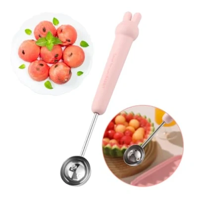 Image of 1 Piece Double Sided Melon Baller,Melon Baller,Double Stainless Steel Round Scoop,Melon Ball Scoop,Ice Cream Scoop Cookie Dessert for Fruit Ice