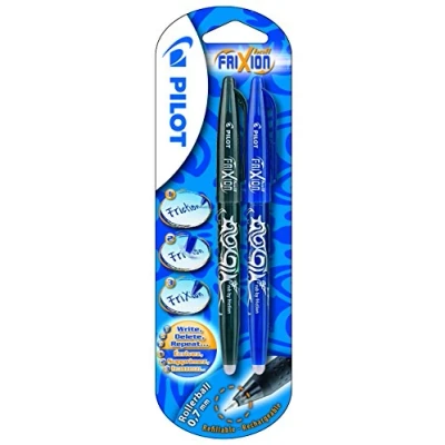 Image of Pilot Frixion 0.7 mm Rollerball Pen Blue/Black (Pack of 2), 224200213