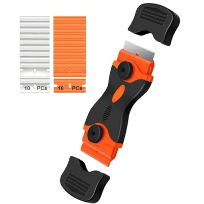Image of CANOPUS Oven Cleaning Tool Non Scratch with 10 Metal +10 Plastic Blades, Double Edged Razor Blade Scraper, Glass Induction, Ceramic Hob Scraper for Stickers, Decals, Windows