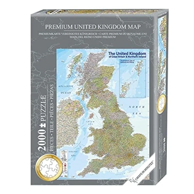 Image of Close Up United Kingdom UK Puzzle 1000 pieces Great Britain, England 97 x 69 cm Premium Map 2021 MAPS IN MINUTES