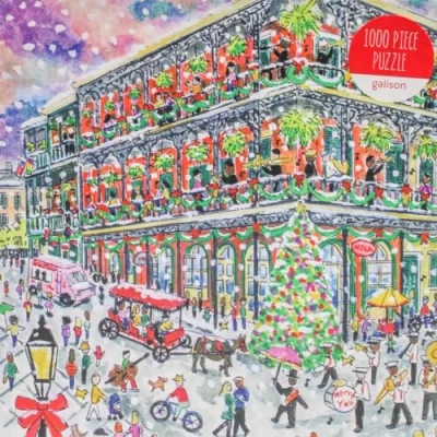 Image of Galison 9780735375857 Michael Storrings Christmas in New Orleans Jigsaw Puzzle, Multicoloured, 1000 Pieces