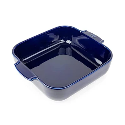 Image of PEUGEOT Square Ceramic Baking Dish 28 cm (Handles Included) x 23.7 7.2 Capacity: 2.7 L 10 Year Guarantee Made In France Blue Colour