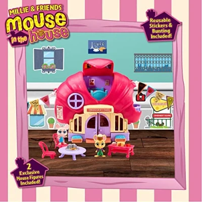 Image of Millie and Friends Mouse in The House CO07394 Playset Croissant Coffee Toys, Collectible Imaginative Play, for Kids Ages 3 7