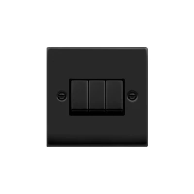 Image of Click Deco 3 Gang 2 Way Ingot 10AX Switch Matt Black Inserts