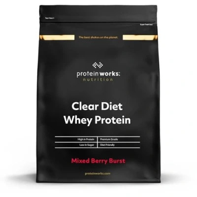 Image of Protein Works Clear Diet Whey Isolate Powder, Refreshing High Drink, 20 Shakes, Mixed Berry, 500g