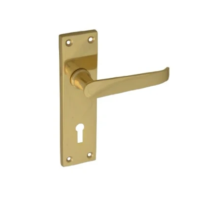 Image of Forge 150mm Backplate Handle Lock with Victorian Straight Brass Finish