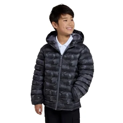 Image of Mountain Warehouse Seasons Padded Kids Puffer Jacket Water Resistant &amp; Lightweight Insulated Rain Coat, Boys Girls Great for Spring Summer, School or Travelling Charcoal Size 11 12 Years