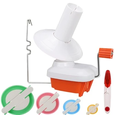Image of Yarn Ball Winder, Convenient Winder for Yarn, with Metal Handle and Table clamp,Sturdy, Pompom Maker in 4 Sizes +1pcs Scissors