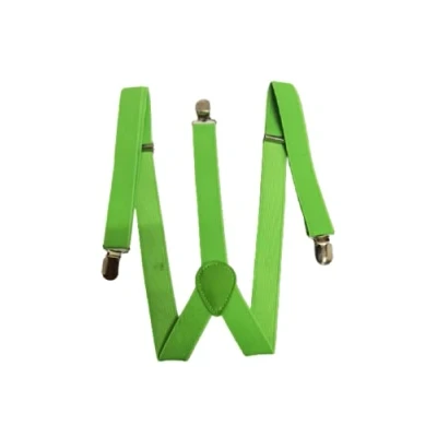 Image of L&amp;C® MENS LADIES UNISEX ADJUSTABLE SLIM BRACES TROUSER SUSPENDERS FANCY DRESS CLIP ON (Bright Green)