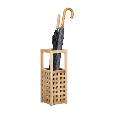 Image of Relaxdays Walnut Umbrella Stand, Natural, Brown, 50 x 18 cm