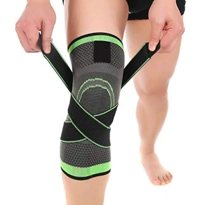 Image of Vitoki Knee Supports for Arthritis Joint Pain 1 Pack, Brace Men &amp; Women Sleeve Meniscus Tear ACL Running Workout Basketball Gym Green Large