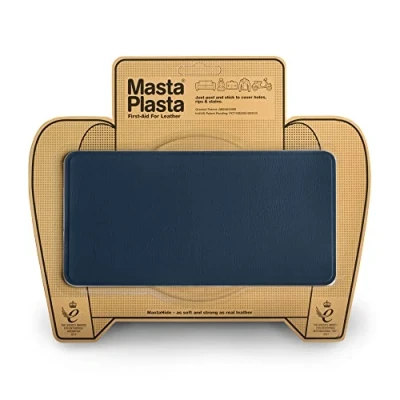 Image of MastaPlasta Self Adhesive Premium Leather Repair Patch. Navy 20cm x 10cm (8in 4in).Instant Upholstery Quality Patch for Sofas, Car Interiors, Bags, Vinyl &amp; More