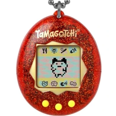 Image of Bandai Tamagotchi Original Red Glitter Shell Cyber Pet 90s Adults and Kids Toy with Chain Retro Virtual Pets are Great Boys Girls Toys or Gifts for Ages 8+