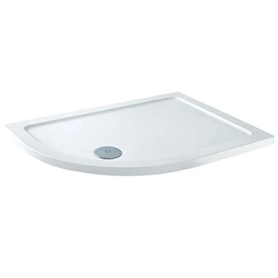 Image of Milano Lithic White Low Profile Left Hand Offset Quadrant Shower Tray 900mm x 760mm