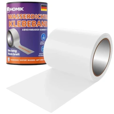 Image of HOMIK Extremely Strong Transparent Waterproof Tape for Outdoor &amp; Indoor Use Sealing UV Resistant Duct Self adhesive