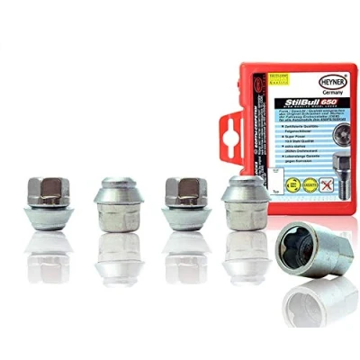 Image of Heyner Locking Wheel Nuts Fits Ford M12x1.5 T2 60 degree Set of 4 Anti theft Protection