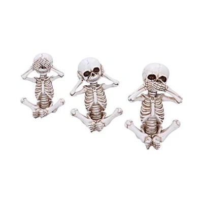 Image of Nemesis Now See No, Hear Speak No Evil Skellywag Skeleton Figurines, Polyresin, Natural Bone Colour, One Size