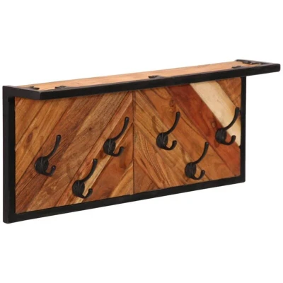 Image of vidaXL Wall mounted Coat Rack with 6 Hooks Solid Wood Acacia