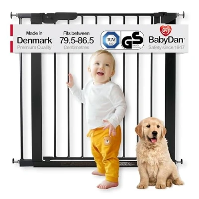 Image of BabyDan Premier Pressure Mounted Door/Stair Gate/Baby Guard, Black 73.5 86.5 cm