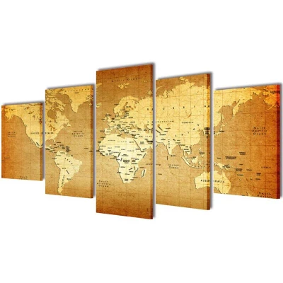 Image of vidaXL Canvas Wall Print Set World Map 100 x 50 cm