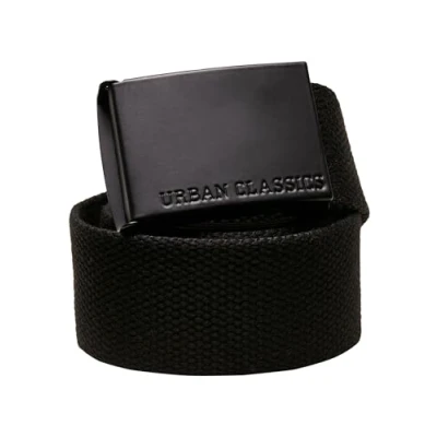 Image of Urban Classics Unisex_Adult Coloured Buckle Canvas Belt, Black, L/XL