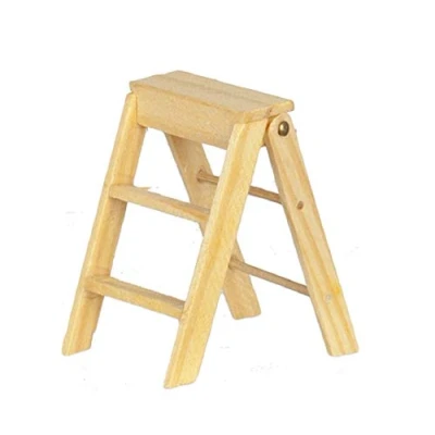 Image of Melody Jane Dolls House Scale Miniature Shed Set of Wooden Step Ladders Small