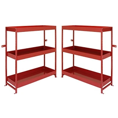 Image of Monster Racking 2 x Van Shelving Unit Red Racks Metal 6 Shelves Volcano Tool Storage Duo Organised Equipment Garage Workshop or Shed, 116.5cm 115cm 34.8cm