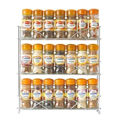 Image of Neo 3 Tier Kitchen Cupboard Cabinet Shelves Shelf Free Standing Jar Spice Rack Holder Storage Organiser (Chrome)