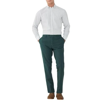 Image of Hackett London Men&#039;s GMD Texture Chino Trouser, Green (Bottle Green), 40W/34L