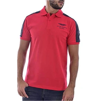 Image of Hackett Aston Martin Racing Short Sleeve Red Mens Polo Shirt HM562677 255