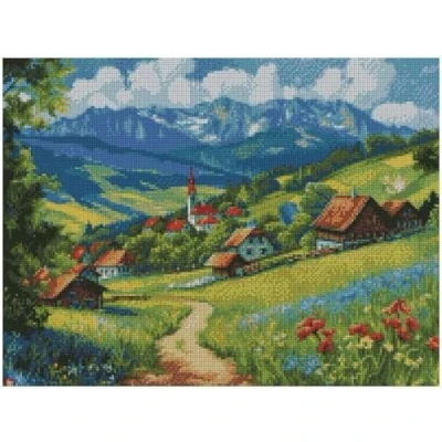 Image of My Home in Spring Cross Stitch kit,14ct,100% Cotton, 200x150 Stitch, 36x26cm,Landscape kit
