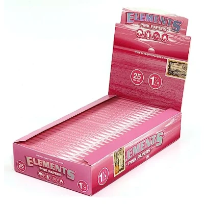 Image of Elements PINK size 1 1/4 rolling paper BOX /25 total 1250 papers