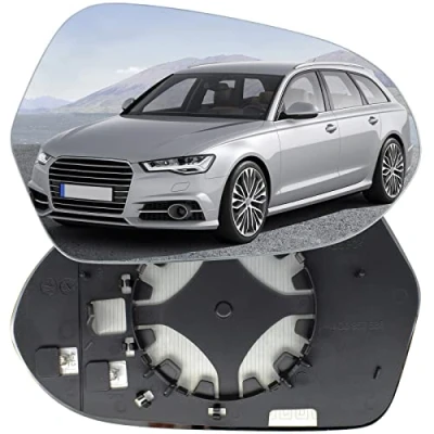 Image of AUTOXBERT Wing Mirror Glass Right Side Heated Convex Fits Audi A6 2011 2012 2013 2014 2015 2016 2017 2018 with Backing Plate