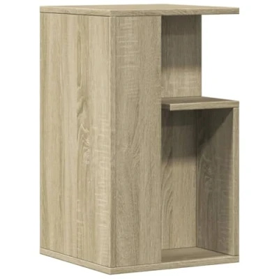 Image of vidaXL Sonoma Oak Engineered Wood Side Table Square End for Living Room, Bedroom, Sofa Accent with Storage Shelves