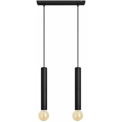 Image of Tuba Straight Bar Pendant Ceiling Light Black 40cm