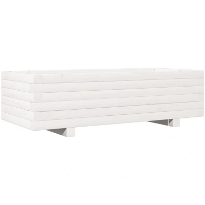 Image of vidaXL Garden Planter Solid Pine Wood Rectangular 90x40x26.5 cm White Outdoor Flower Box for Vegetables/Herbs/Flowers