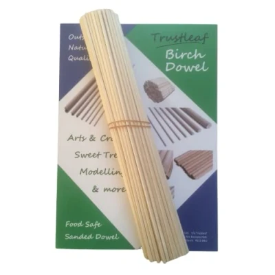 Image of Trustleaf 4mm x 30cm Birch Hardwood Wooden Dowels (100 Dowels)