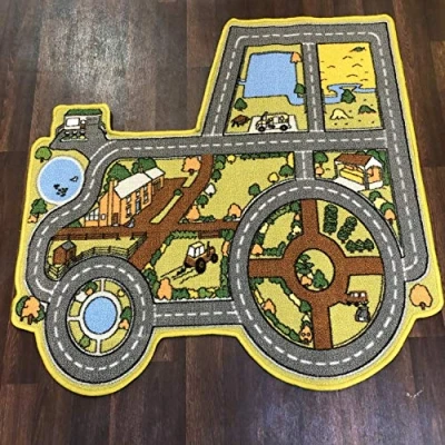 Image of OrientalRugCompany Non Slip Kids Tractor Educational Play Mat/Rug 100cm x Hours Of Fun
