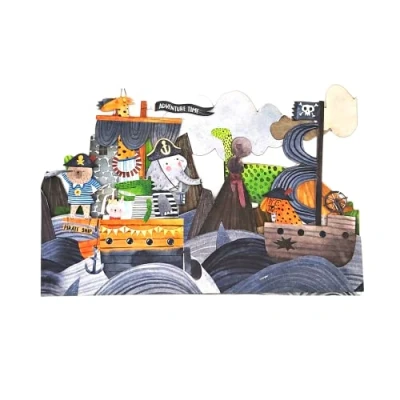 Image of Pirate Adventure 3D Pop Up Birthday Card for Child by Alljoy Cards KC001