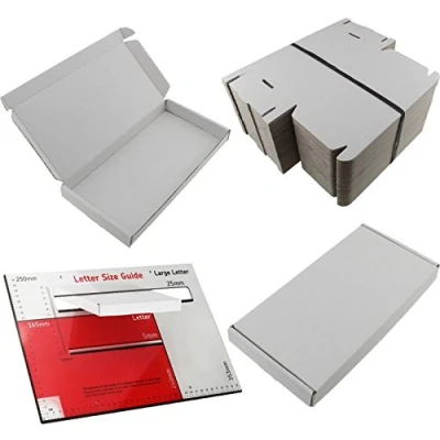 Image of MEG4TEC 50 Pack White DL Size Large Letter Boxes, Strong Shipping Cardboard Packaging Postal PIP Carton Box