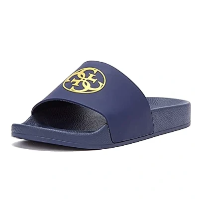 Image of GUESS 4G Logo Beach Womens Blue Slides UK 3 / EU 36